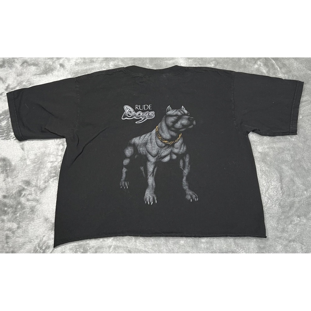 Rude Dogs Shirt Women Size Large Pitbull Streetwear Chola Nutmeg USA Cropped